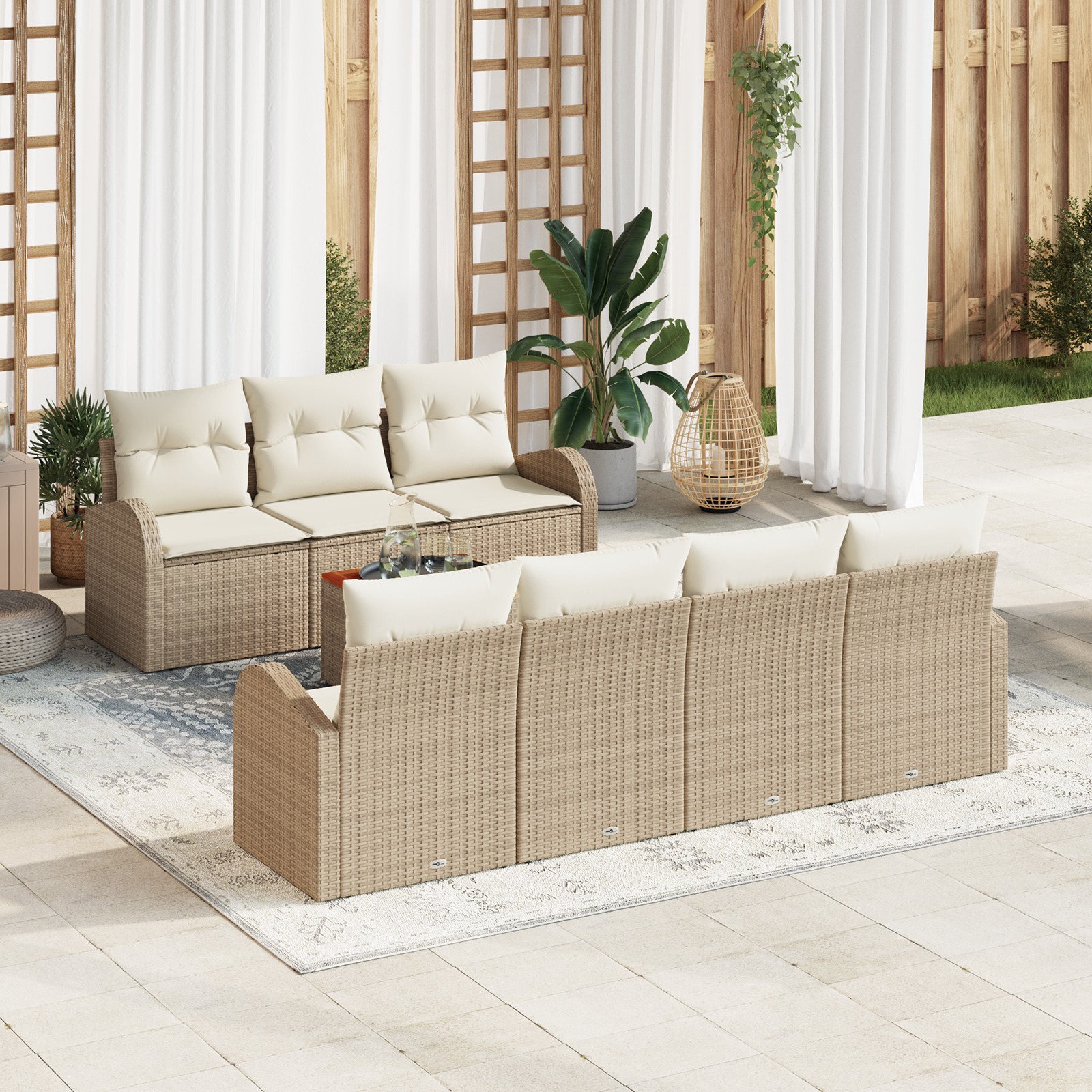 3347540 1 Set de canapele pentru grădină 8 pcs Bej Rattan poli Set de canapele pentru grădină 8 pcs Bej Rattan poli