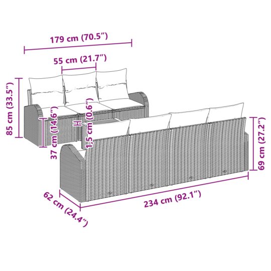 3347540 11 Set de canapele pentru grădină 8 pcs Bej Rattan poli 3347540 11