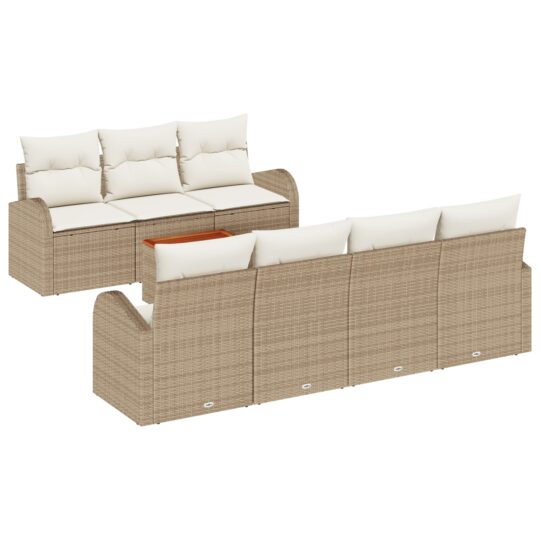 Alternative view of Set de canapele pentru grădină 8 pcs Bej Rattan poli