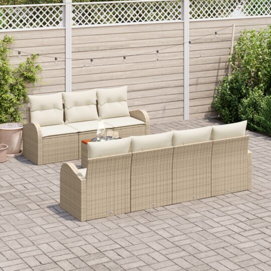 3347540 3 Set de canapele pentru grădină 8 pcs Bej Rattan poli 3347540 3