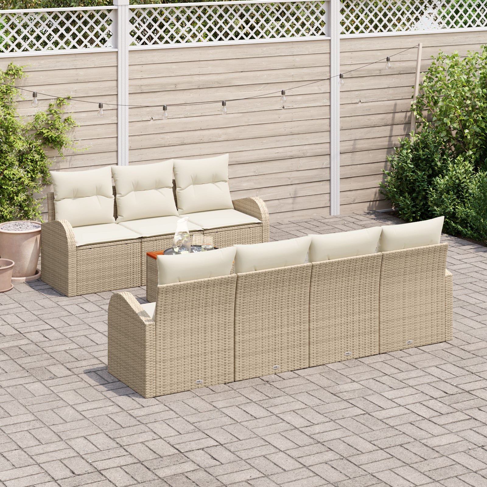 3347540 3 Set de canapele pentru grădină 8 pcs Bej Rattan poli Set de canapele pentru grădină 8 pcs Bej Rattan poli - imagine 3
