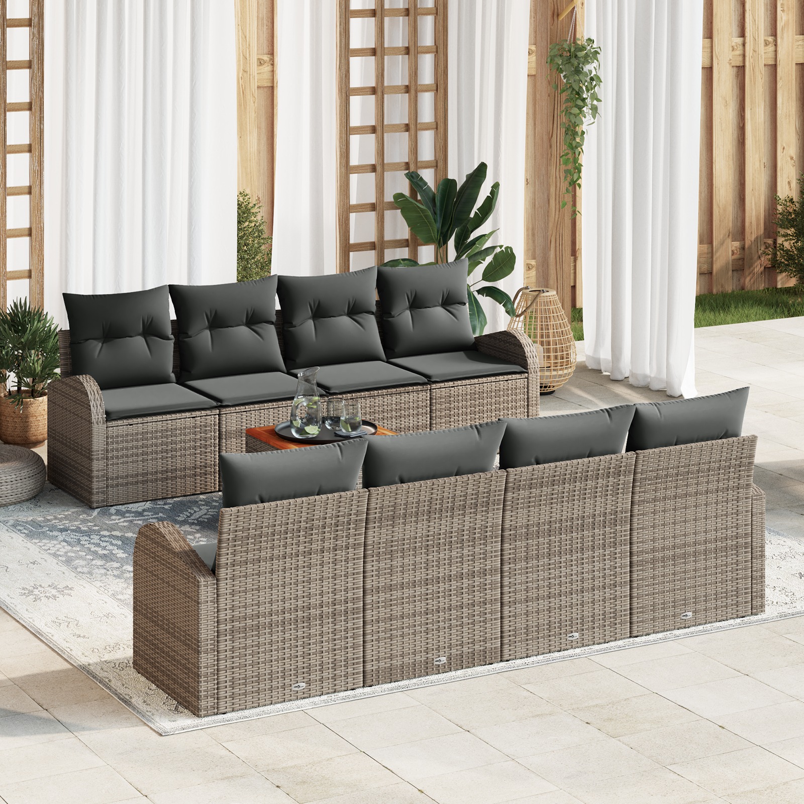 3347552 1 Set de canapele pentru grădină 9 pcs Gri Rattan poli Set de canapele pentru grădină 9 pcs Gri Rattan poli