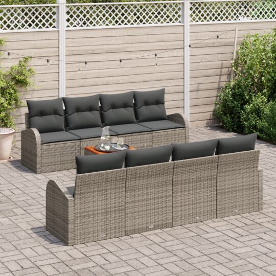 3347552 3 Set de canapele pentru grădină 9 pcs Gri Rattan poli 3347552 3