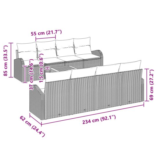 3347553 11 Set de canapele pentru grădină 9 pcs Bej Rattan poli 3347553 11