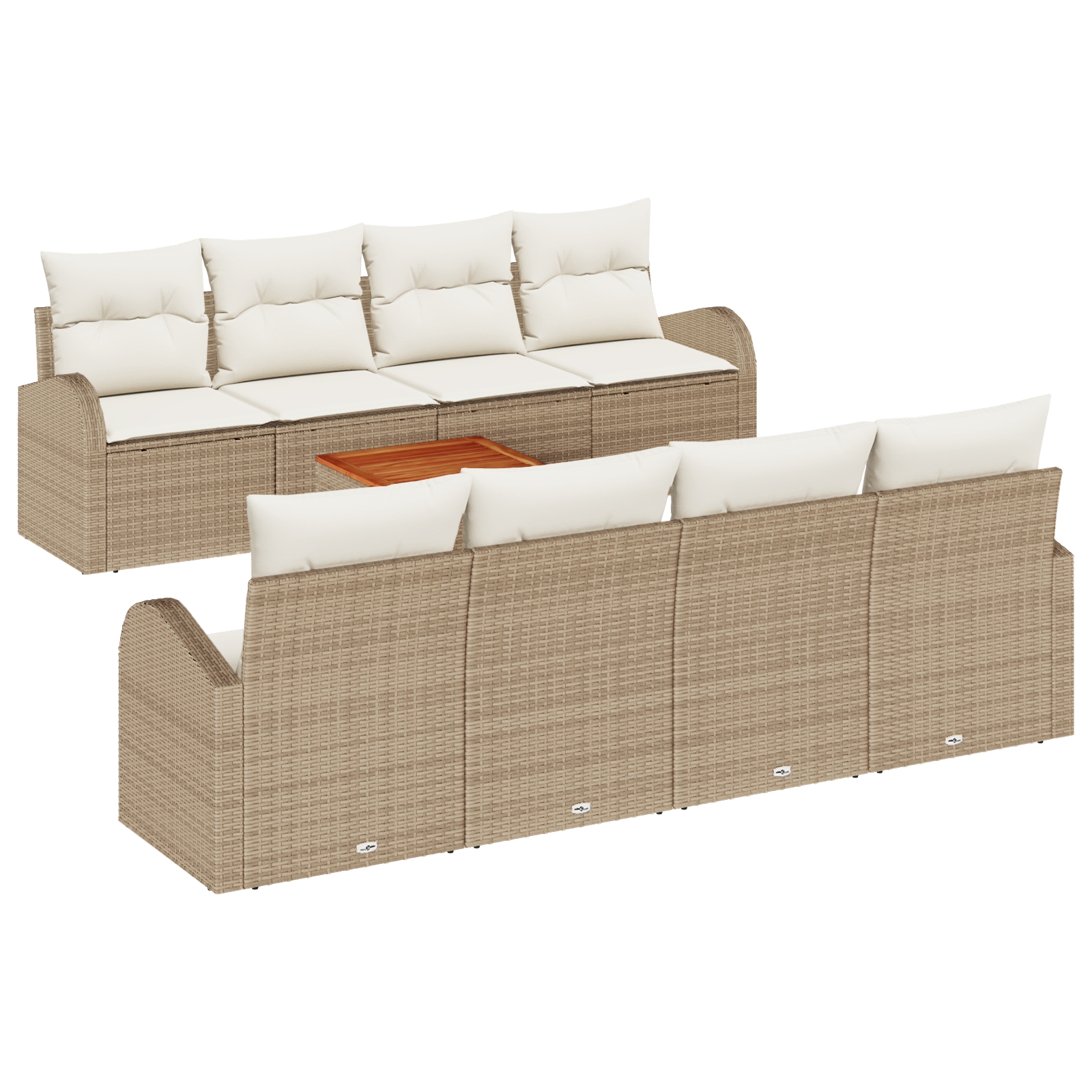 3347554 2 Set de canapele pentru grădină 9 pcs Bej Rattan poli Set de canapele pentru grădină 9 pcs Bej Rattan poli - imagine 2