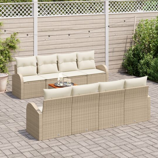 3347554 3 Set de canapele pentru grădină 9 pcs Bej Rattan poli 3347554 3