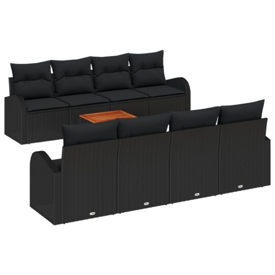 3347555 2 Set de canapele pentru grădină 9 pcs Negru Rattan poli 3347555 2