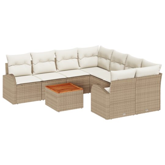 3347561 2 Set de canapele pentru grădină 9 pcs Bej Rattan poli 3347561 2