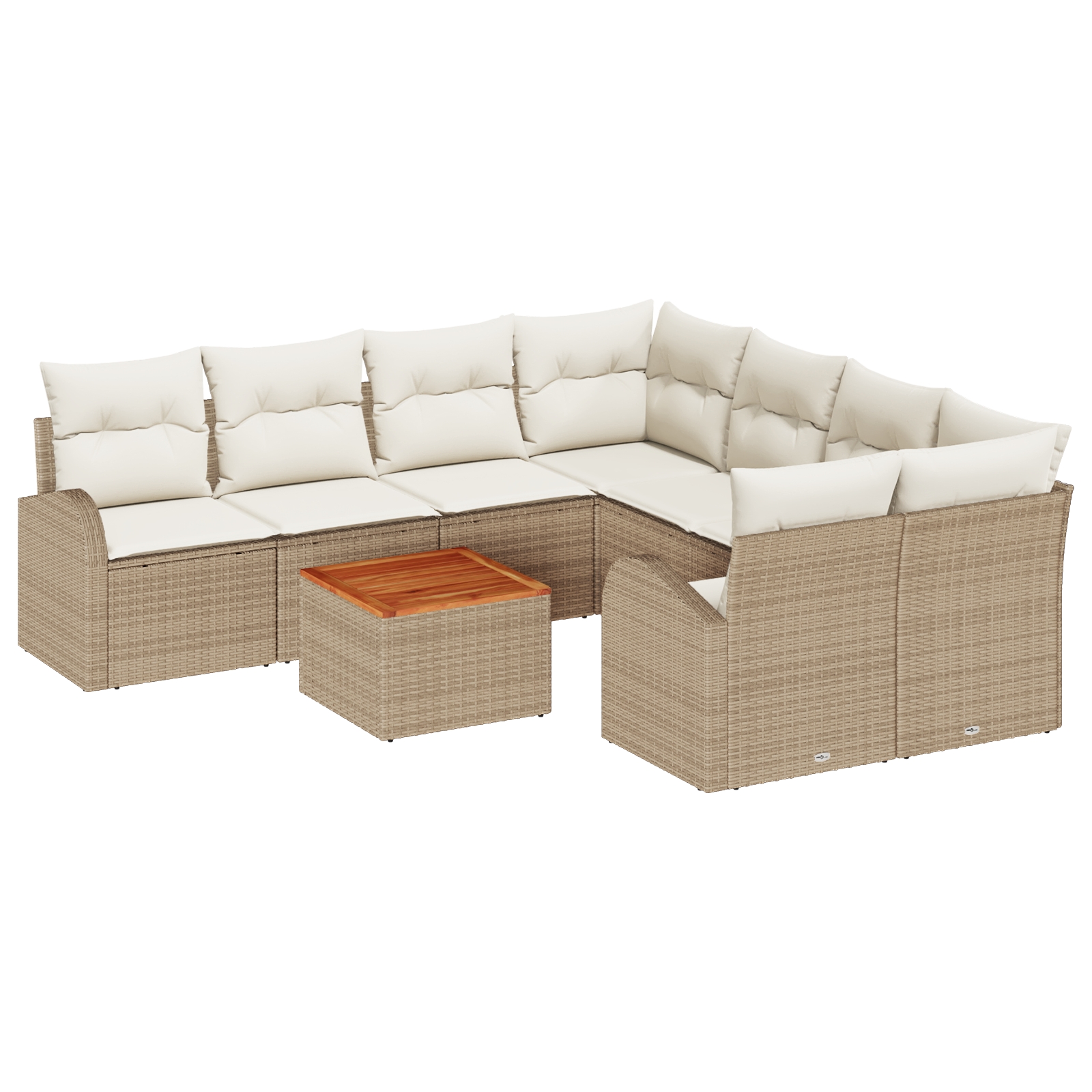 3347561 2 Set de canapele pentru grădină 9 pcs Bej Rattan poli Set de canapele pentru grădină 9 pcs Bej Rattan poli - imagine 2