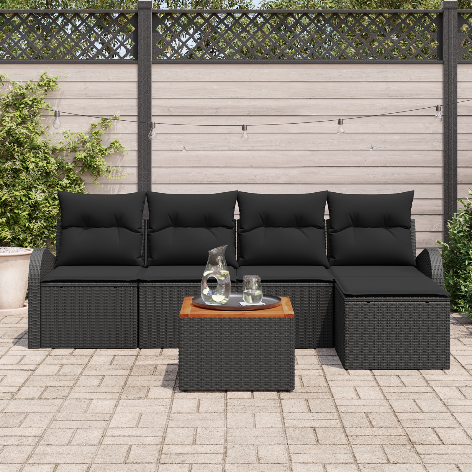 3347569 3 Set de canapele pentru grădină 6 pcs Negru Rattan poli Set de canapele pentru grădină 6 pcs Negru Rattan poli - imagine 3