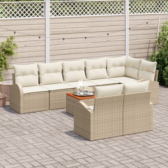 3347596 3 Set de canapele pentru grădină 9 pcs Bej Rattan poli 3347596 3