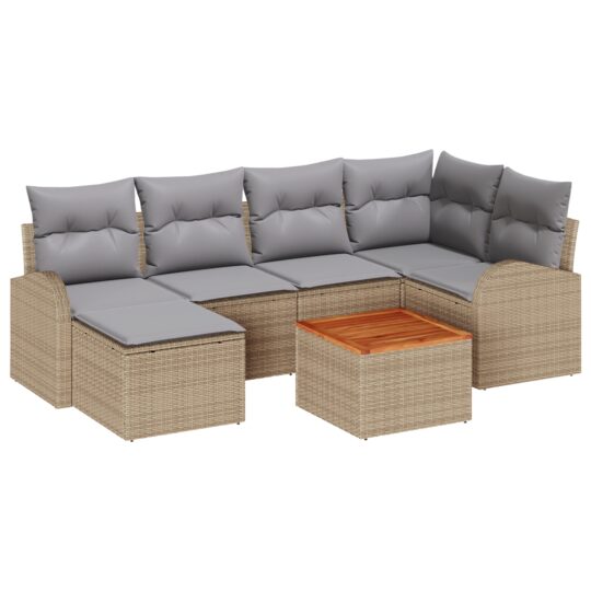 Alternative view of Set de canapele pentru grădină 7 pcs Bej Rattan poli