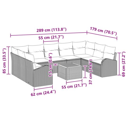 3347625 11 Set de canapele pentru grădină 10 pcs Negru Rattan poli 3347625 11