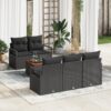 3347646 1 Set de canapele pentru grădină cu pernă 6 pcs Negru Rattan poli 3347646 1