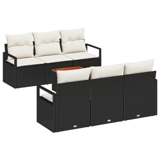 Alternative view of Set de canapele pentru grădină cu pernă 7 pcs Negru Rattan poli