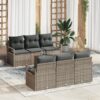 3347650 1 Set de canapele pentru grădină cu pernă 7 pcs Gri Rattan poli 3347650 1