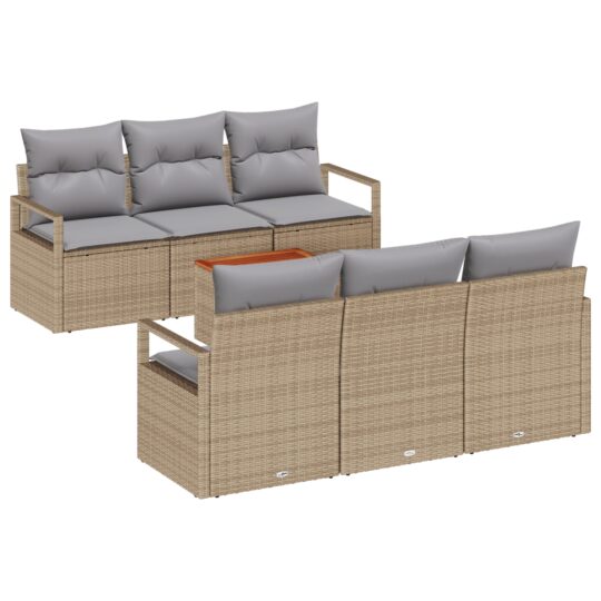 Alternative view of Set de canapele pentru grădină cu pernă 7 pcs Bej Rattan poli