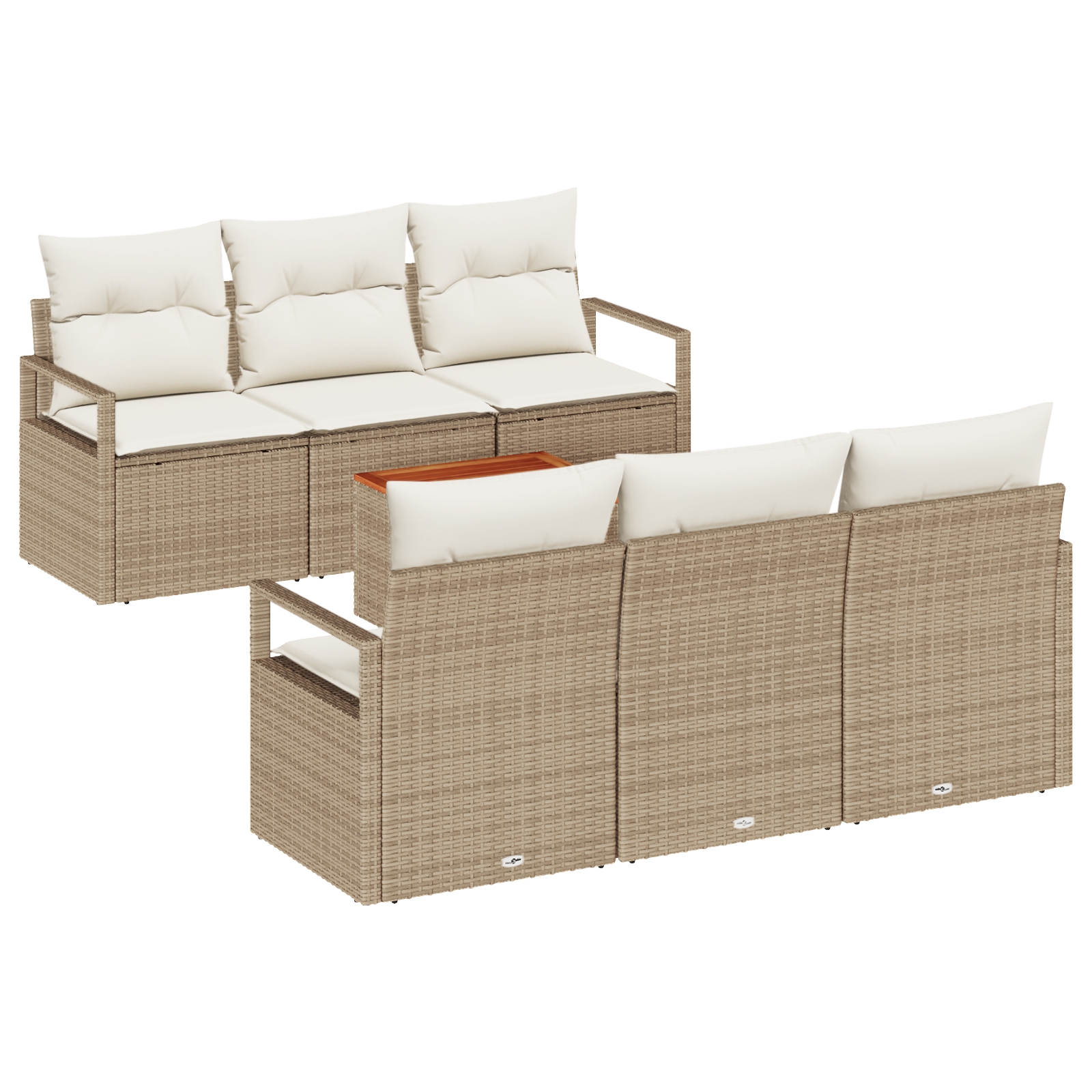 3347652 2 Set de canapele pentru grădină cu pernă 7 pcs Bej Rattan poli Set de canapele pentru grădină cu pernă 7 pcs Bej Rattan poli - imagine 2