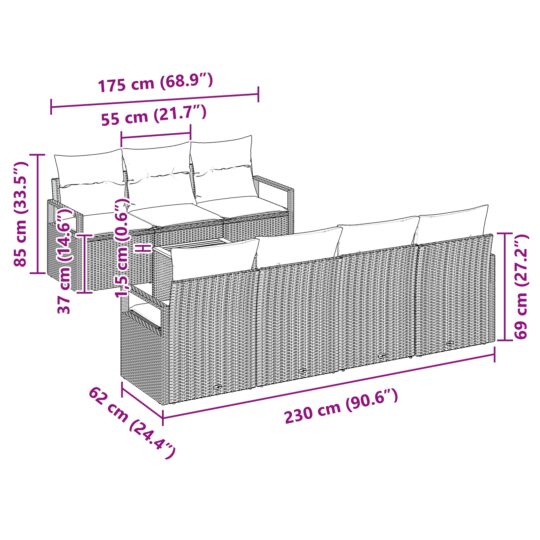 3347665 8 Set de canapele pentru grădină cu pernă 8 pcs Bej Rattan poli 3347665 8