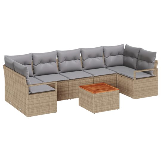 3347672 2 Set de canapele pentru grădină cu pernă 8 pcs Bej Rattan poli 3347672 2