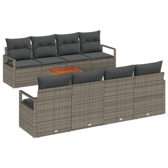 Alternative view of Set de canapele pentru grădină cu pernă 9 pcs Gri Rattan poli