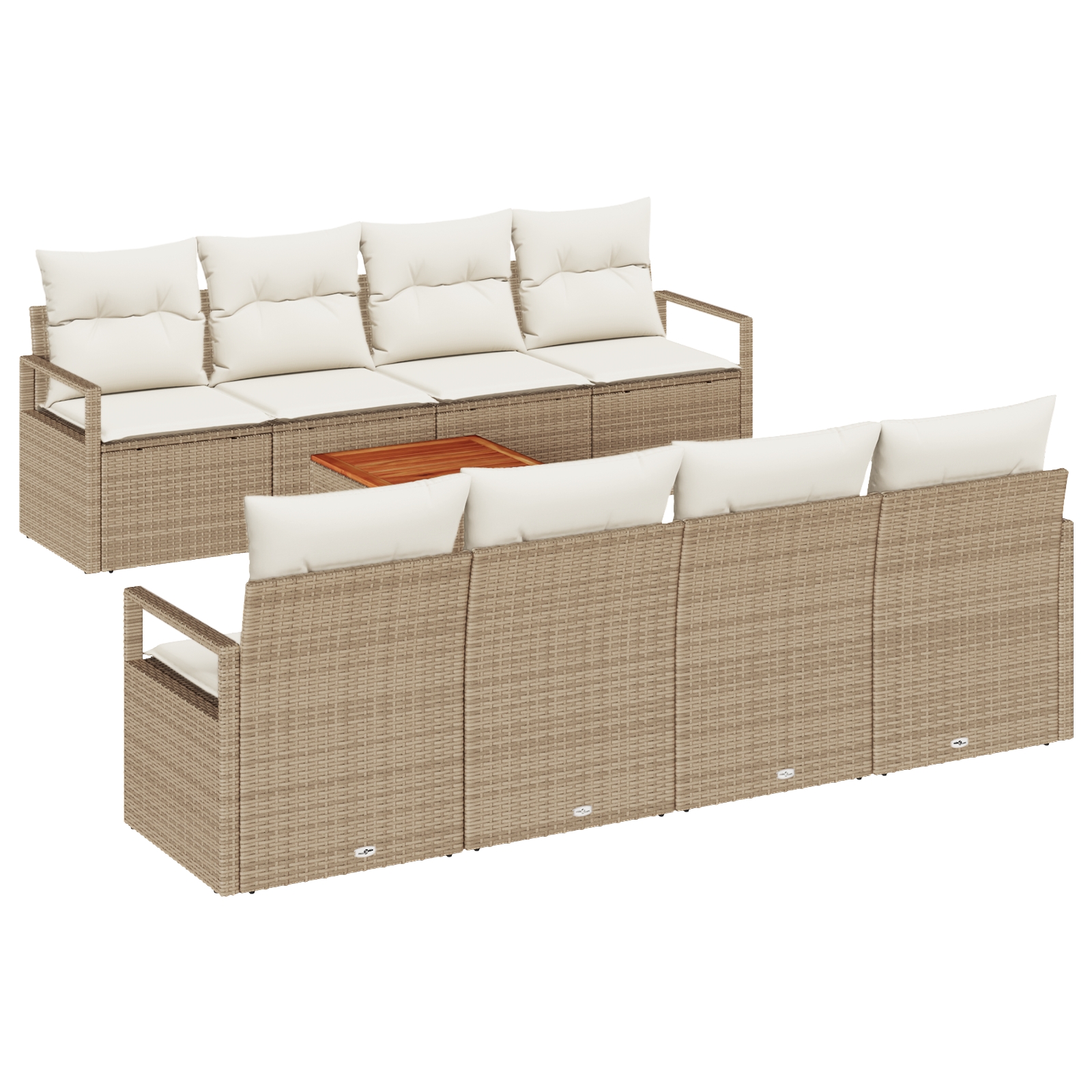 3347680 2 Set de canapele pentru grădină cu pernă 9 pcs Bej Rattan poli Set de canapele pentru grădină cu pernă 9 pcs Bej Rattan poli - imagine 2