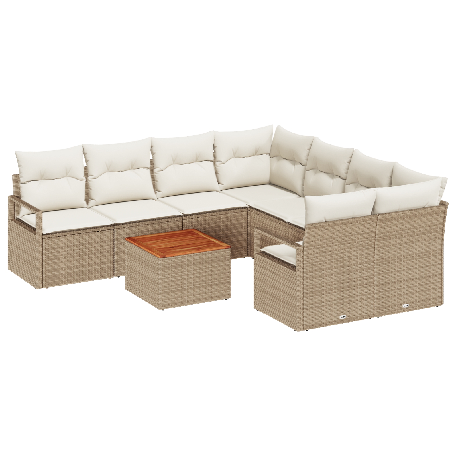 3347687 2 Set de canapele pentru grădină cu pernă 9 pcs Bej Rattan poli Set de canapele pentru grădină cu pernă 9 pcs Bej Rattan poli - imagine 2