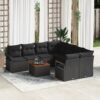 3347688 1 Set de canapele pentru grădină cu pernă 9 pcs Negru Rattan poli 3347688 1