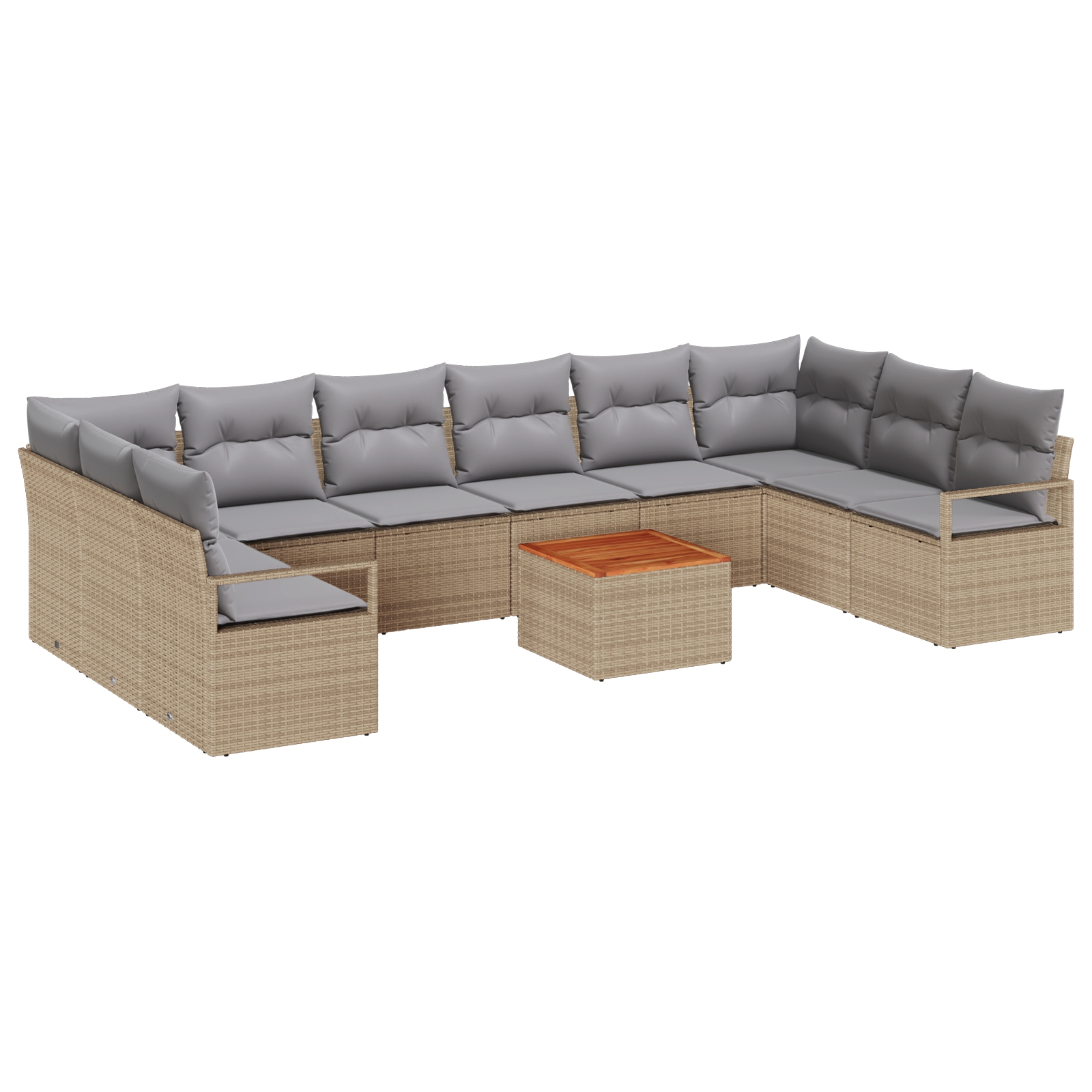 3347756 2 Set de canapele pentru grădină cu pernă 11 pcs Bej Rattan poli Set de canapele pentru grădină cu pernă 11 pcs Bej Rattan poli - imagine 2