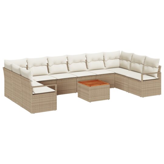3347757 2 Set de canapele pentru grădină cu pernă 11 pcs Bej Rattan poli 3347757 2