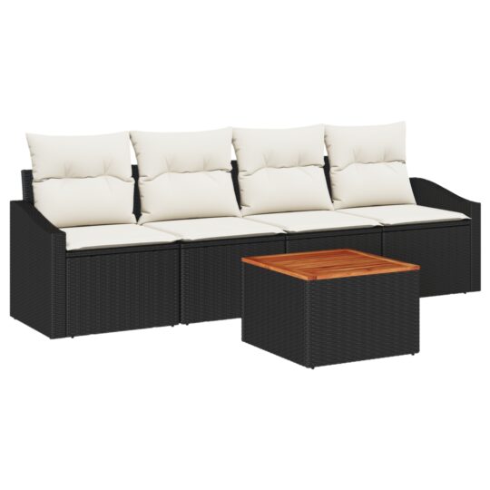 3347761 2 Set de canapele pentru grădină cu pernă 5 pcs Negru Rattan poli 3347761 2