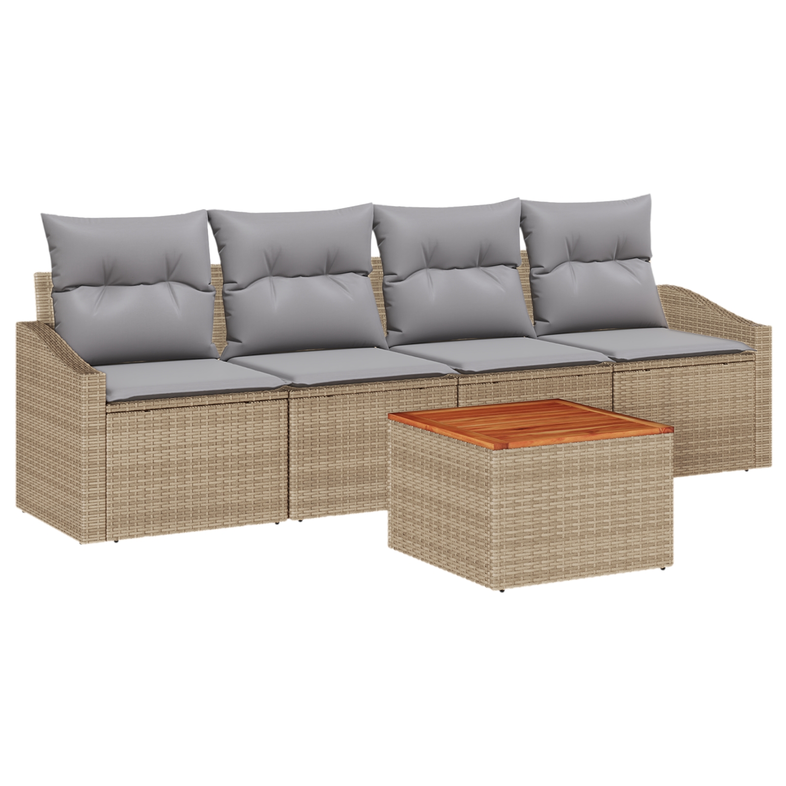 3347763 2 Set de canapele pentru grădină cu pernă 5 pcs Bej Rattan poli Set de canapele pentru grădină cu pernă 5 pcs Bej Rattan poli - imagine 2
