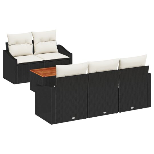 Alternative view of Set de canapele pentru grădină cu pernă 6 pcs Negru Rattan poli