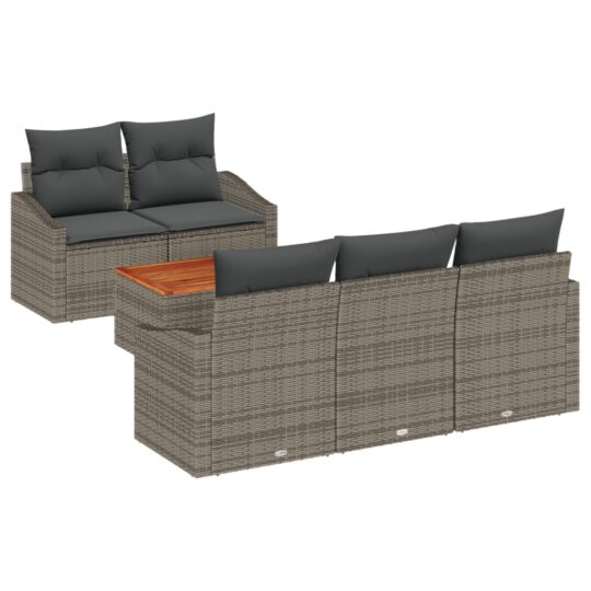 Alternative view of Set de canapele pentru grădină cu pernă 6 pcs Gri Rattan poli