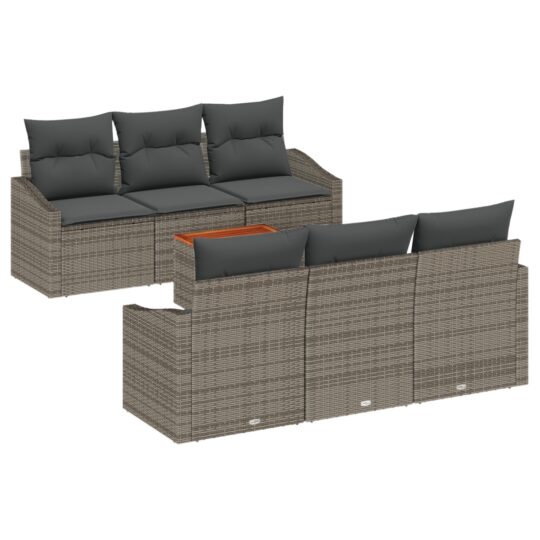 Alternative view of Set de canapele pentru grădină cu pernă 7 pcs Gri Rattan poli