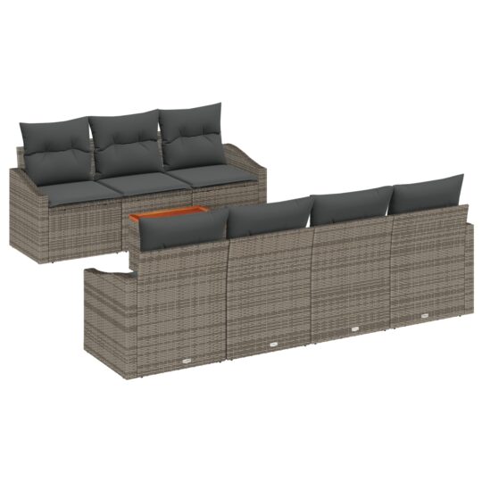 Alternative view of Set de canapele pentru grădină cu pernă 8 pcs Gri Rattan poli