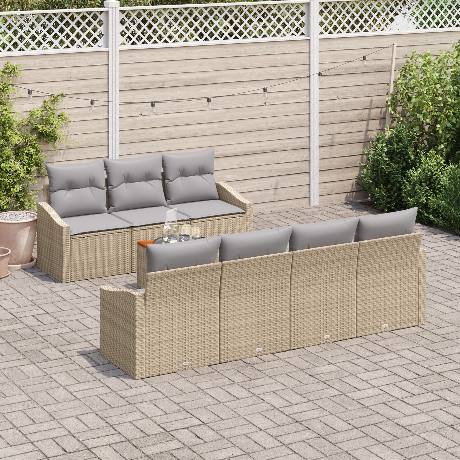 3347791 1 Set de canapele pentru grădină cu pernă 8 pcs Bej Rattan poli Set de canapele pentru grădină cu pernă 8 pcs Bej Rattan poli