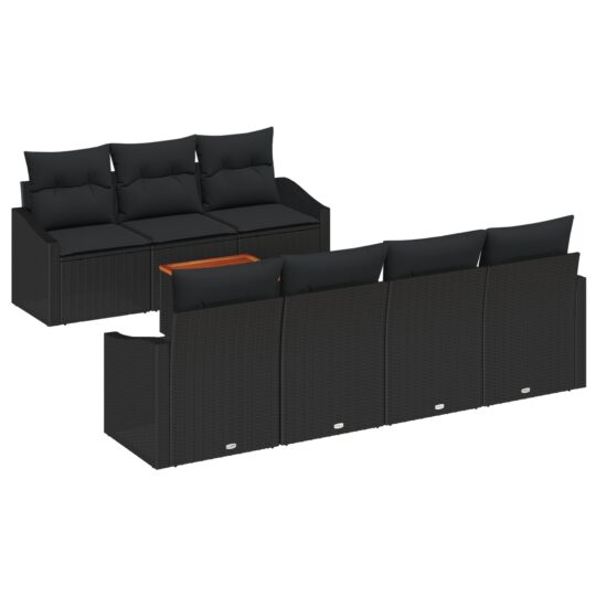 Alternative view of Set de canapele pentru grădină cu pernă 8 pcs Negru Rattan poli