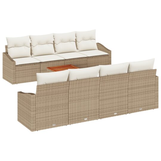 Alternative view of Set de canapele pentru grădină cu pernă 9 pcs Bej Rattan poli