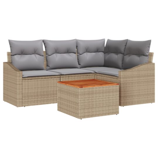 3347826 2 Set de canapele pentru grădină cu pernă 5 pcs Bej Rattan poli 3347826 2