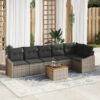 3347839 1 Set de canapele pentru grădină cu pernă 7 pcs Gri Rattan poli 3347839 1