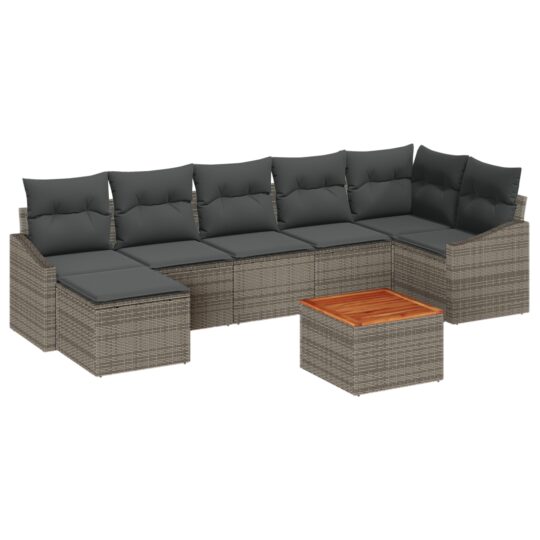 Alternative view of Set de canapele pentru grădină cu pernă 8 pcs Gri Rattan poli
