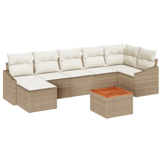 3347862 2 Set de canapele pentru grădină cu pernă 8 pcs Bej Rattan poli 3347862 2