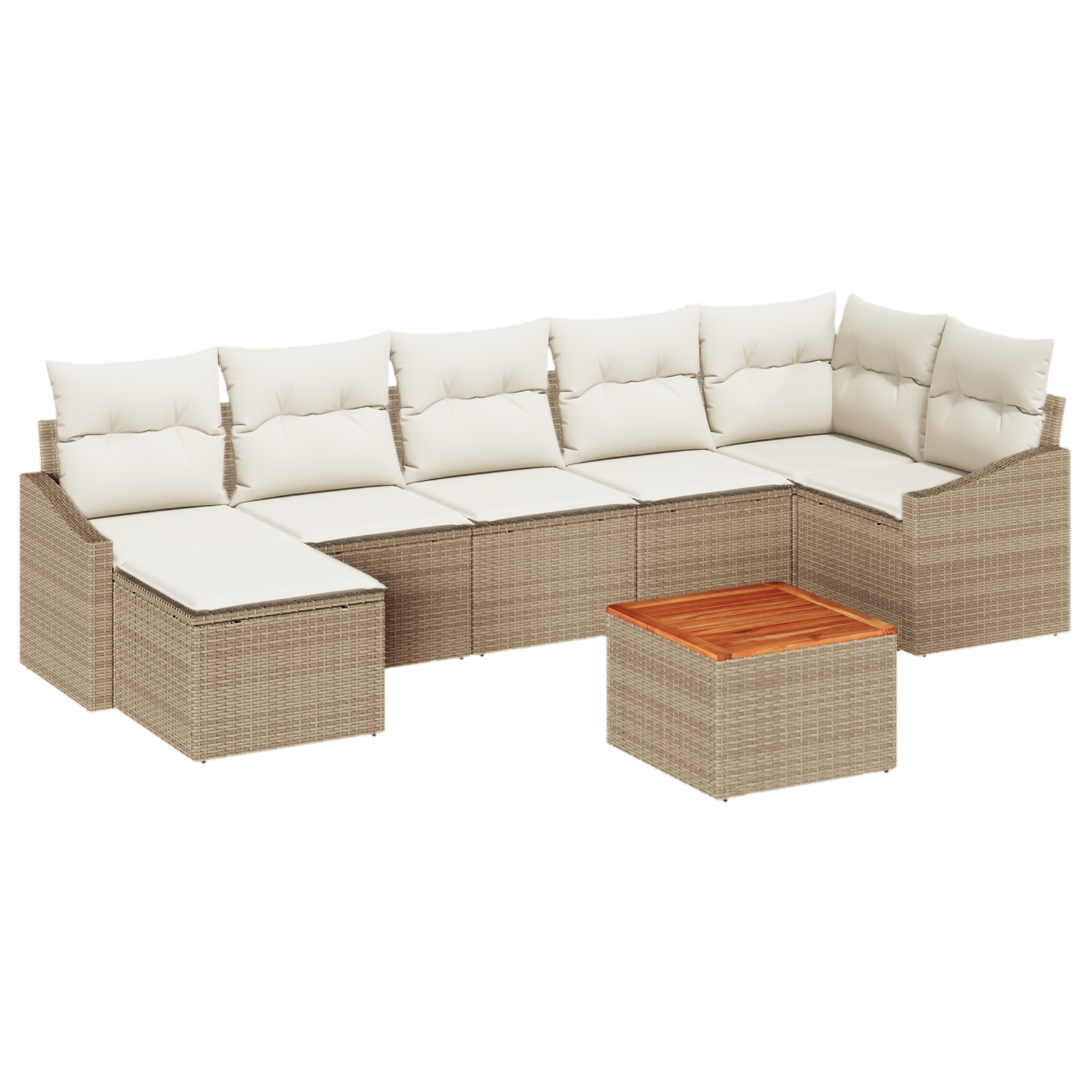 3347862 2 Set de canapele pentru grădină cu pernă 8 pcs Bej Rattan poli Set de canapele pentru grădină cu pernă 8 pcs Bej Rattan poli - imagine 2
