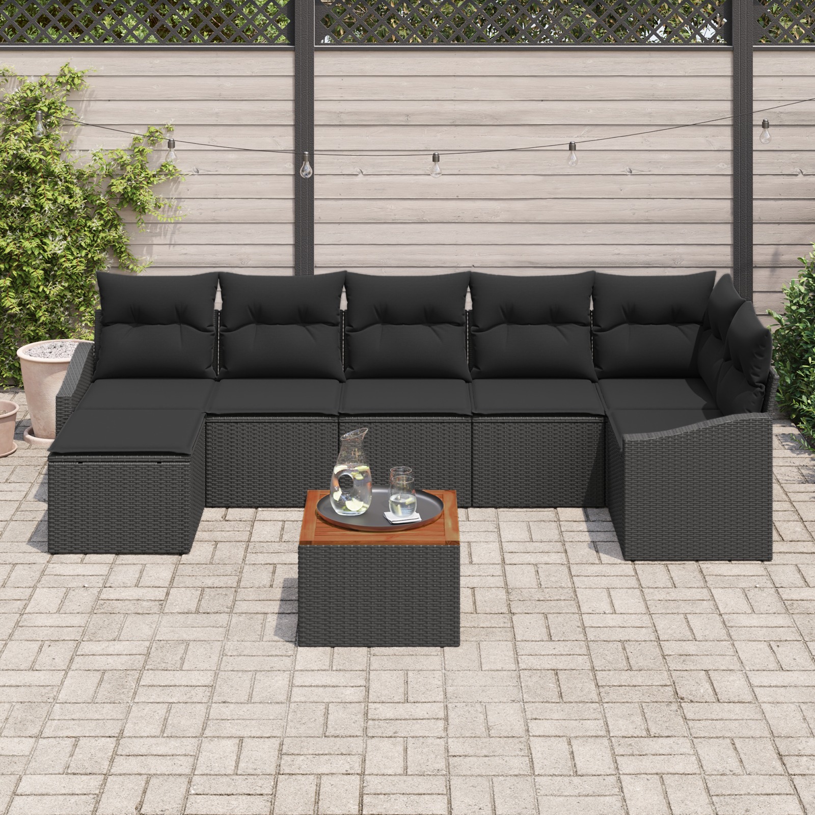 3347863 3 Set de canapele pentru grădină cu pernă 8 pcs Negru Rattan poli Set de canapele pentru grădină cu pernă 8 pcs Negru Rattan poli - imagine 3