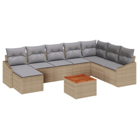 Alternative view of Set de canapele pentru grădină cu pernă 9 pcs Bej Rattan poli