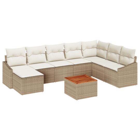 Alternative view of Set de canapele pentru grădină cu pernă 9 pcs Bej Rattan poli