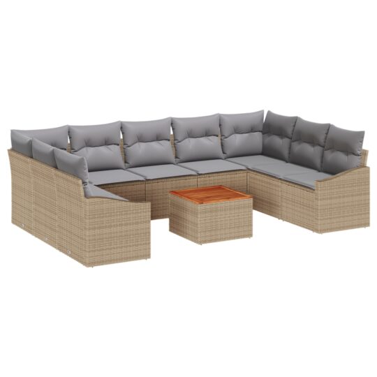 3347875 2 Set de canapele pentru grădină cu pernă 10 pcs Bej Rattan poli 3347875 2