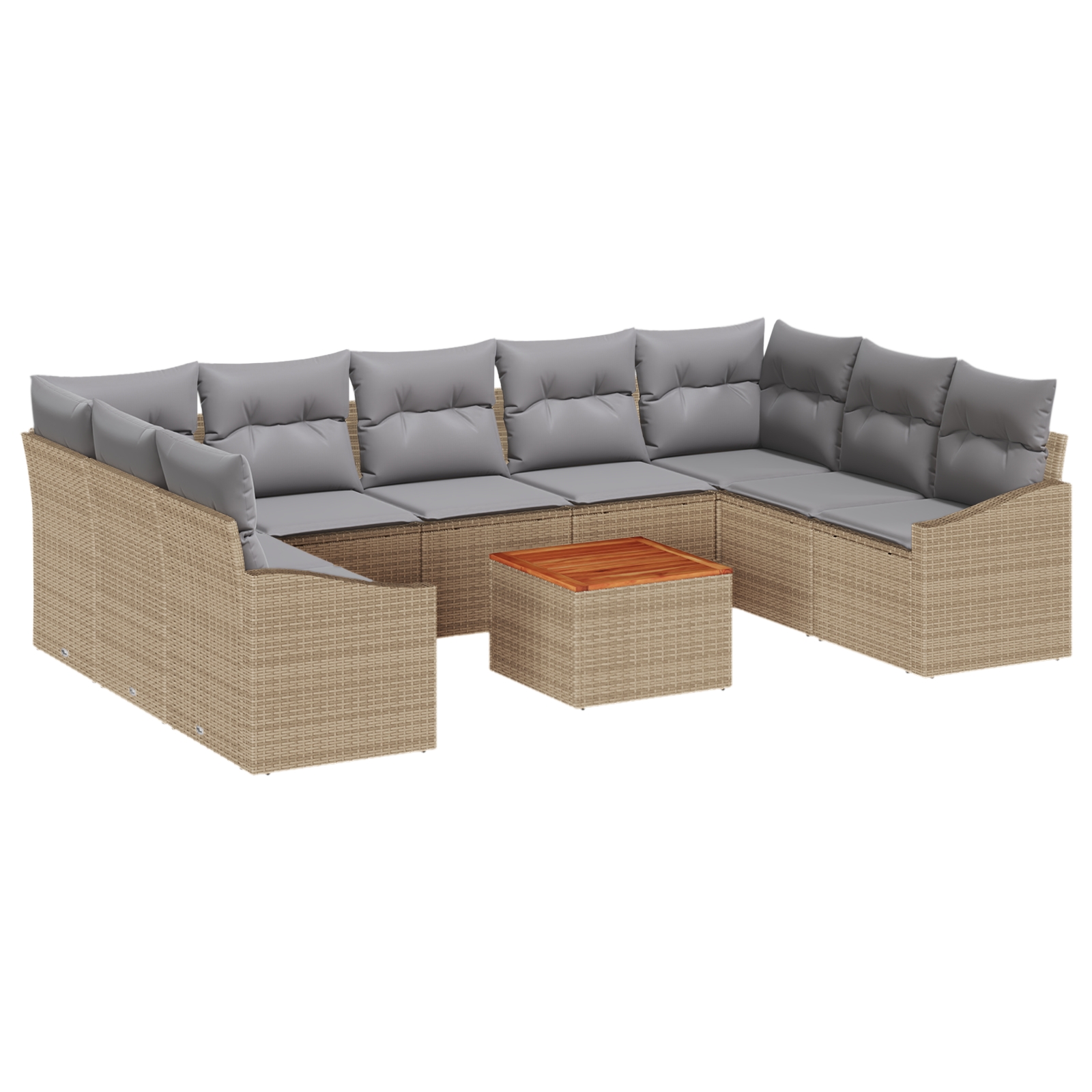 3347875 2 Set de canapele pentru grădină cu pernă 10 pcs Bej Rattan poli Set de canapele pentru grădină cu pernă 10 pcs Bej Rattan poli - imagine 2