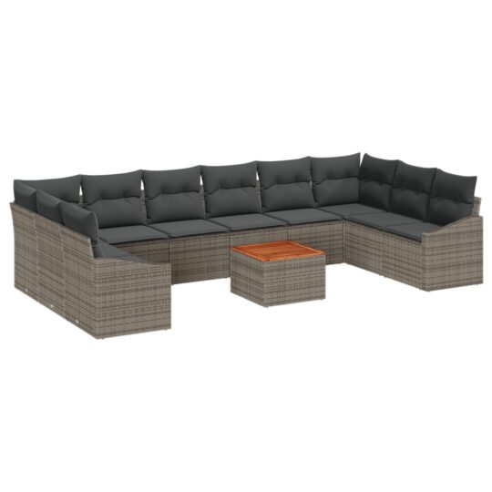 3347881 2 Set de canapele pentru grădină cu pernă 11 pcs Gri Rattan poli 3347881 2